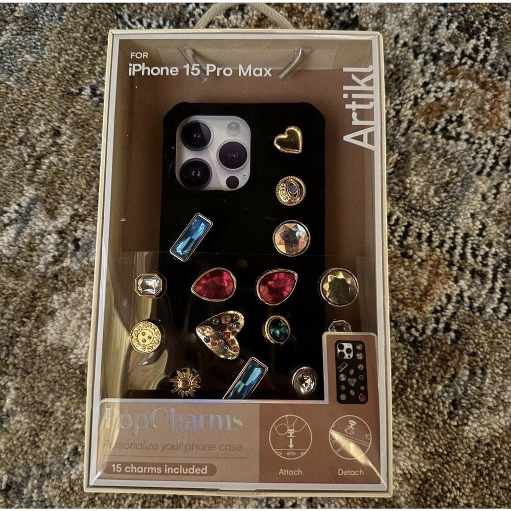 Artikl Pop Charms Apple iPhone 15 Pro Max Case With 15 Charms Rhinestone Hearts